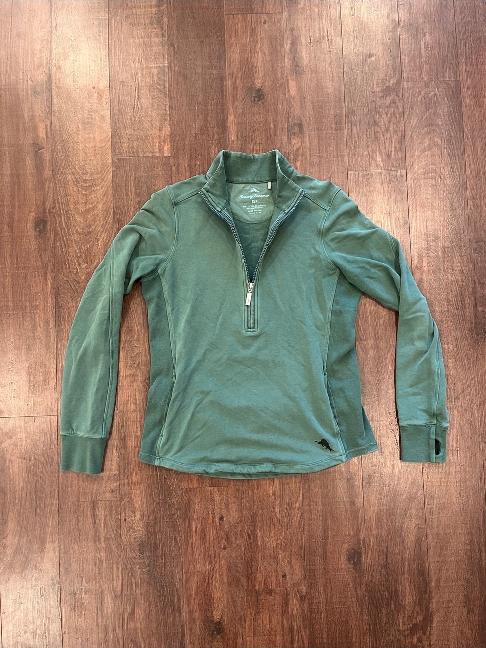 Tommy Bahama Womens Half Zip Pullover Sweatshirt Green Size S Preppy Casual